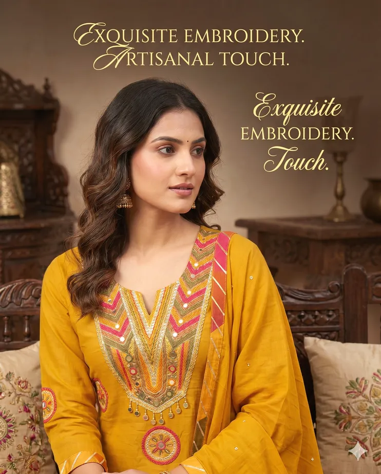 Designer Anarkali with Heavy Neck Embroidery Kurta with Dupatta and Pant Designer Anarkali with Heavy Neck Embroidery Kurta with Dupatta and Pant