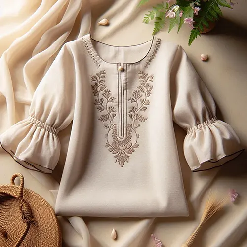 Embroidery and Zari Work Kurti Collection - Kottons