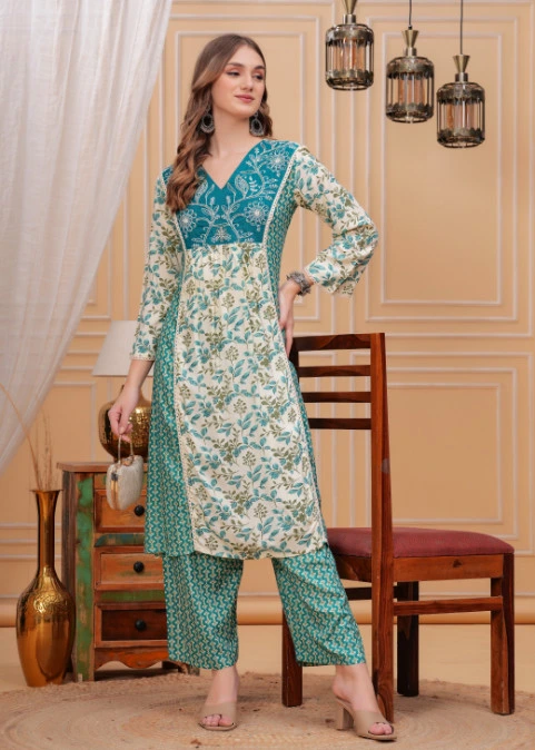 Beautifully Embroidery Straight Kurta with Bottom