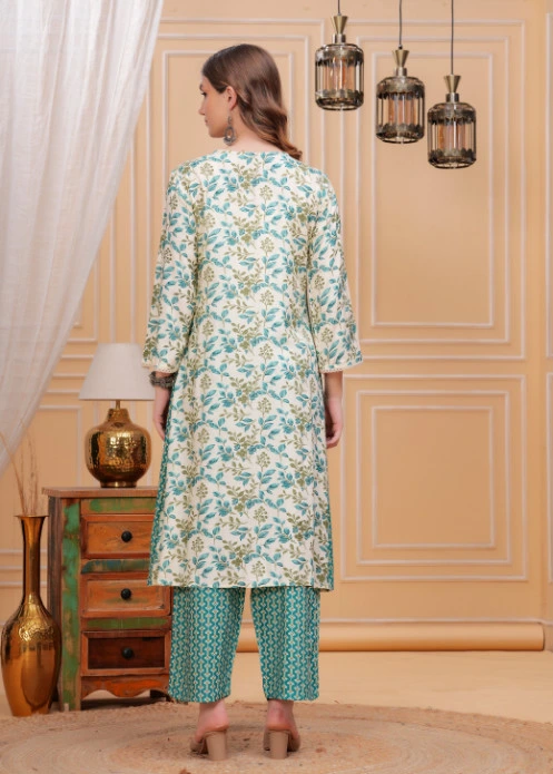 Beautifully Embroidery Straight Kurta with Bottom