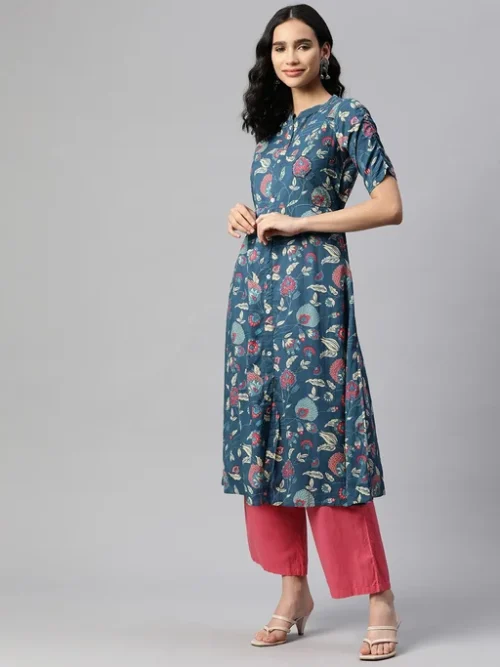 Floral Printed A-Line Cotton Kurta Floral Printed A-Line Cotton Kurta