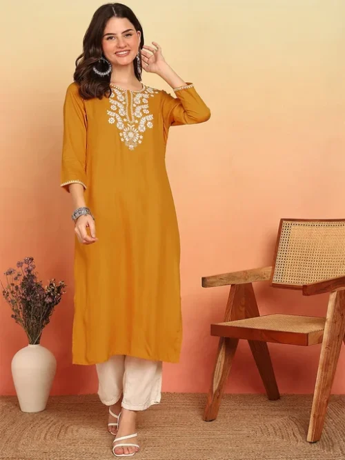 Orange Women Ethnic Motifs Kurta Orange Women Ethnic Motifs Kurta