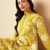 Yellow Women Floral Printed A-Line Cotton Stitched Kurta With Palazzo Sets Yellow Women Floral Printed A-Line Cotton Stitched Kurta With Palazzo Sets