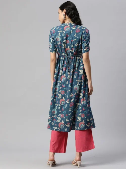 Floral Printed A-Line Cotton Kurta Floral Printed A-Line Cotton Kurta
