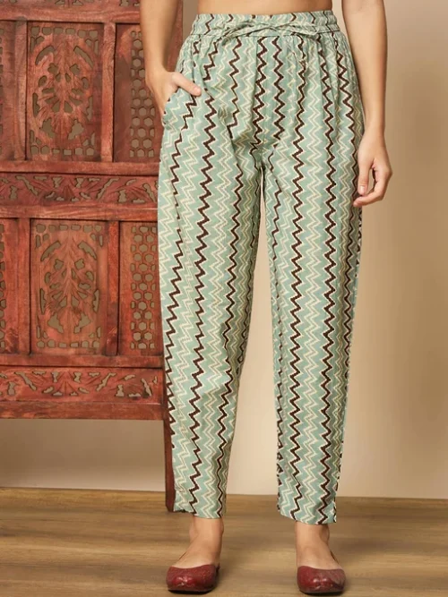 Floral Printed V-Neck Anarkali Kurta With Trousers & Dupatta