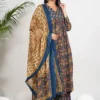 Blue Floral Printed Empire Pure Cotton Anarkali Kurta With Palazzos & Dupatta Blue Floral Printed Empire Pure Cotton Anarkali Kurta With Palazzos & Dupatta