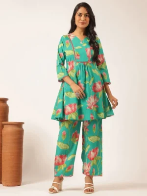 V Neck Tunic With Trousers Co-Ords