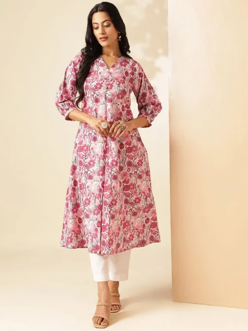 Pink Women Floral Printed Floral Kurta
