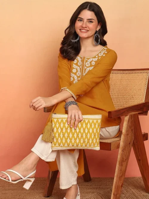 Orange Women Ethnic Motifs Kurta Orange Women Ethnic Motifs Kurta