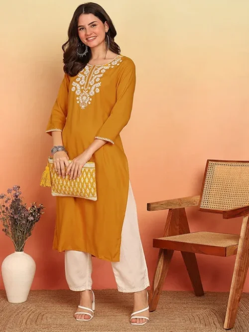 Orange Women Ethnic Motifs Kurta Orange Women Ethnic Motifs Kurta