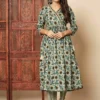 Floral Printed V-Neck Anarkali Kurta With Trousers & Dupatta