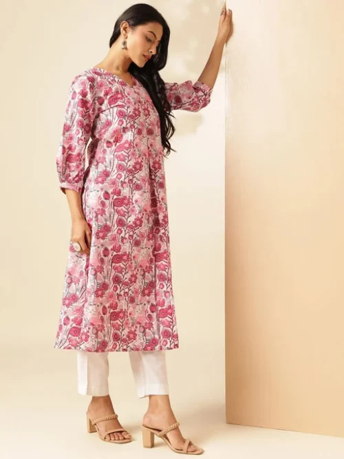 Pink Women Floral Printed Floral Kurta