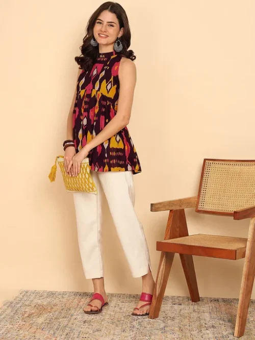 Women Halter Neck Printed Tunic Women Halter Neck Printed Tunic
