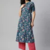 Floral Printed A-Line Cotton Kurta Floral Printed A-Line Cotton Kurta