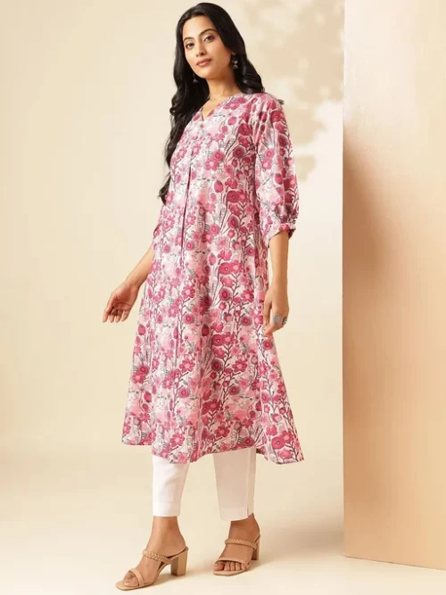 Pink Women Floral Printed Floral Kurta