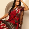 Abstract Printed Pure Cotton Lapel Collar Tunic With Palazzo