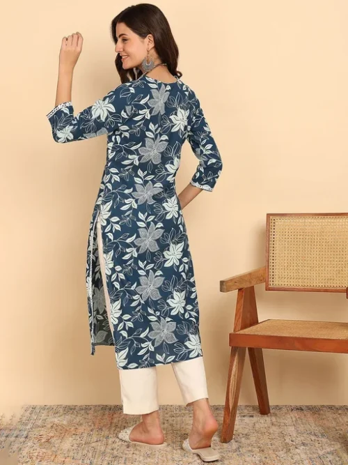 Blue Women Floral Printed Floral Kurta