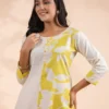 Yellow Abstract Printed Round Neck Tunic With Trouser Yellow Abstract Printed Round Neck Tunic With Trouser