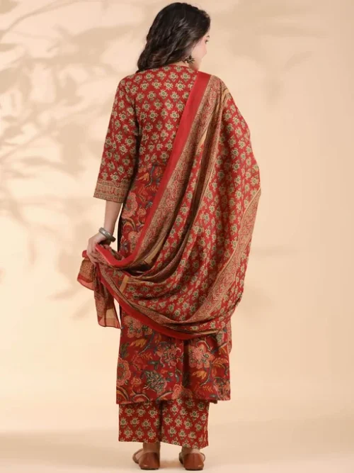 Floral Printed Pure Cotton Kurta with Palazzos & Dupatta