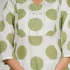 Green Geometric Printed Mirror Work Pure Cotton Kurta With Trousers & Dupatta Green Geometric Printed Mirror Work Pure Cotton Kurta With Trousers & Dupatta