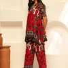 Abstract Printed Pure Cotton Lapel Collar Tunic With Palazzo