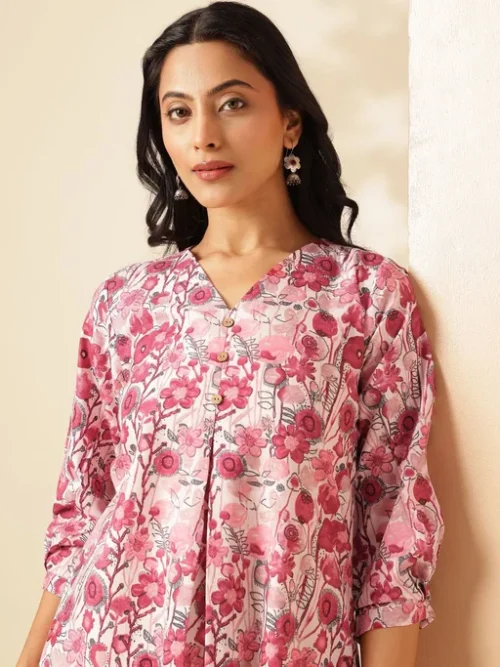 Pink Women Floral Printed Floral Kurta
