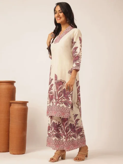 Printed V Neck Tunic With Palazzos Co-Ords Printed V Neck Tunic With Palazzos Co-Ords