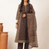 Black Cotton Floral Printed A-Line Kurta Set