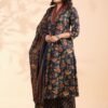 Floral Printed Empire Mirror Work Pure Cotton Kurta With Palazzos & Dupatta Floral Printed Empire Mirror Work Pure Cotton Kurta With Palazzos & Dupatta
