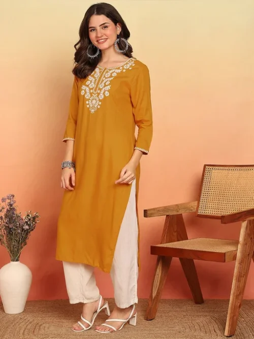 Orange Women Ethnic Motifs Kurta Orange Women Ethnic Motifs Kurta