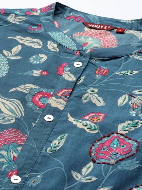 Floral Printed A-Line Cotton Kurta Floral Printed A-Line Cotton Kurta