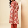 Red Women Floral Printed A-Line Cotton Stitched Kurta With Palazzo Sets