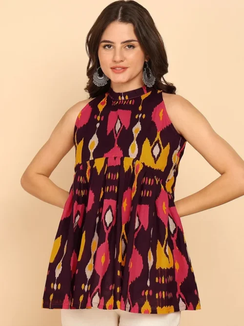 Women Halter Neck Printed Tunic Women Halter Neck Printed Tunic