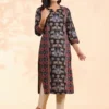 Ethnic Motifs Printed Sequinned Cotton Straight Kurta