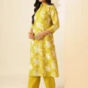 Yellow Women Floral Printed A-Line Cotton Stitched Kurta With Palazzo Sets Yellow Women Floral Printed A-Line Cotton Stitched Kurta With Palazzo Sets