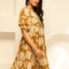 Yellow Women Floral Printed Cotton Tiered Top Yellow Women Floral Printed Cotton Tiered Top