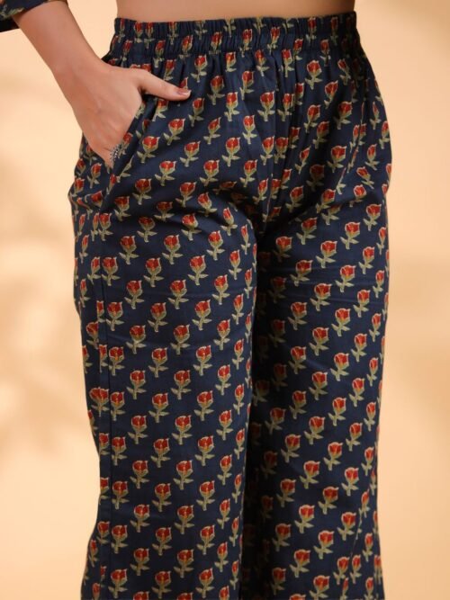 Floral Printed Empire Mirror Work Pure Cotton Kurta With Palazzos & Dupatta Floral Printed Empire Mirror Work Pure Cotton Kurta With Palazzos & Dupatta