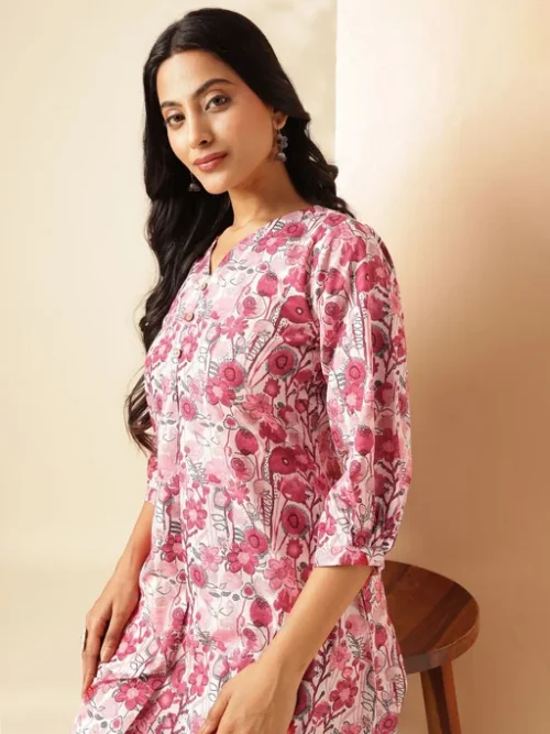 Pink Women Floral Printed Floral Kurta