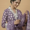 Authentic Purple Trendy Kurta with Pant and Dupatta