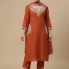 Trendy Mul Chanderi Straight Kurta with Pant and Dupatta