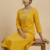 Yellow Embroidered Single Kurta