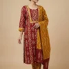 Embrace Orange Mirror Work Kurta with Trousers & Dupatta
