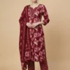 Stunning Red Color Beautifully Floral Printed Jaipuri Kurta with Pant and Dupatta - Red Color Beautifully Floral Printed Jaipuri Kurta with Pant and Dupatta - Kottons Stunning Red Color Beautifully Floral Printed Jaipuri Kurta with Pant and Dupatta