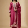 Beautiful Lace Work Pink Kurta with Pant and Dupatta