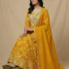 Trendy Yellow Color Embroidered and Printed Kurta with Pant and Dupatta