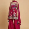 Flower Printed Kurta with Sharara and Dupatta - Flower Printed Kurta with Sharara and Dupatta - Kottons Flower Printed Kurta with Sharara and Dupatta