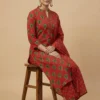 Pure Cotton Printed Red Kurta with Pant & Dupatta - Pure Cotton Printed Red Kurta with Pant & Dupatta - Kottons Pure Cotton Printed Red Kurta with Pant & Dupatta
