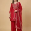 Stylish Embroidered Pink Kurta with Pant and Dupatta