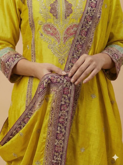 Elegant Embroidery Kurta with Plazzo & Dupatta - Elegant Embroidery Kurta with Plazzo & Dupatta - Kottons Elegant Embroidery Kurta with Plazzo & Dupatta
