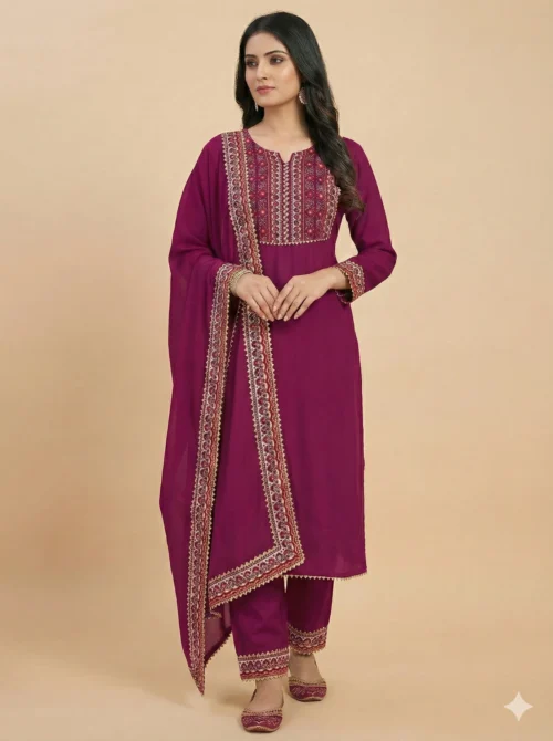 Elegant Red Kurta with Pant and Dupatta